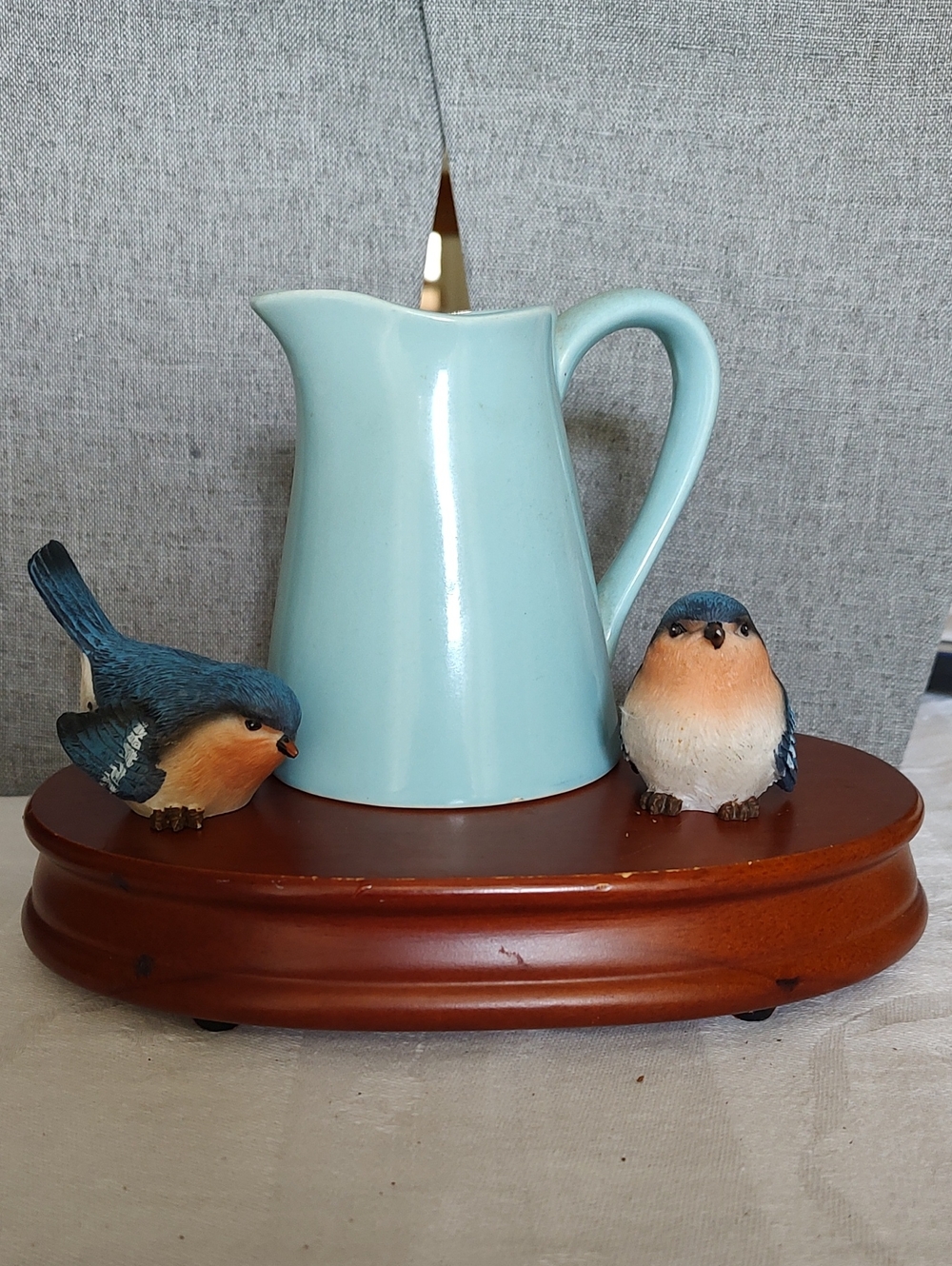 Vintage USALight Blue Creamer And Two Decorative Blue Bird Figurines